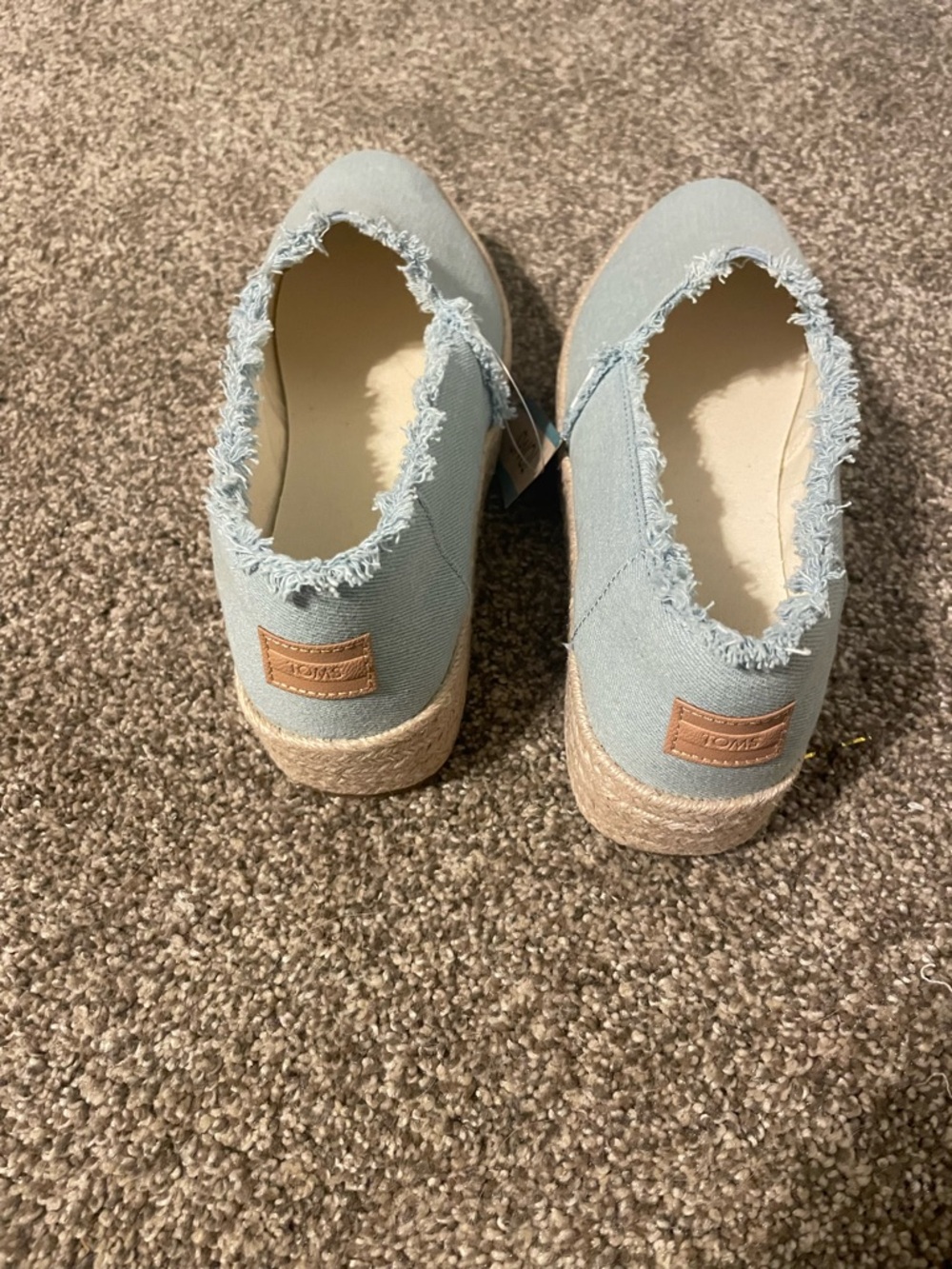 TOMS Light Blue Frayed Canvas Espadrille Slip-Ons - Picture 3 of 5